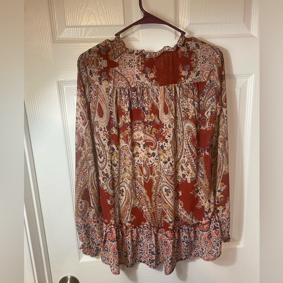 Knox Rose Red Paisley Print Blouse size small - Picture 6 of 7